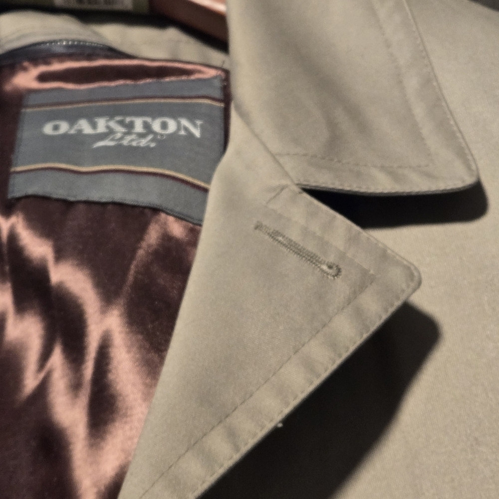 Oakton Ltd. Men's 38S Beige Trench Coat Classic Zip Out Liner Single Breasted - Picture 5 of 16